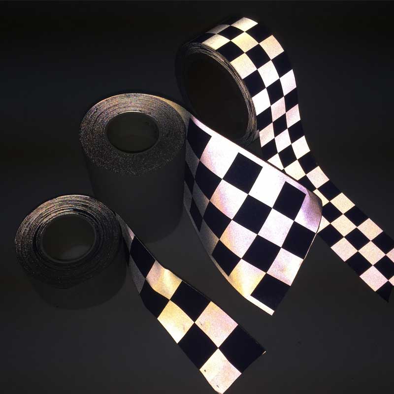 亮银TC反光布印刷方格 安全警示服用方格反光带